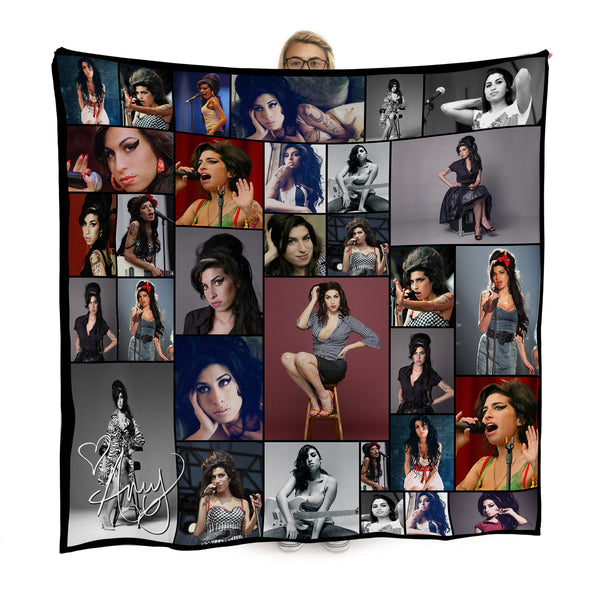 Amy Winehouse Montage Fleece Throw - Large Size 150cm x 150cm