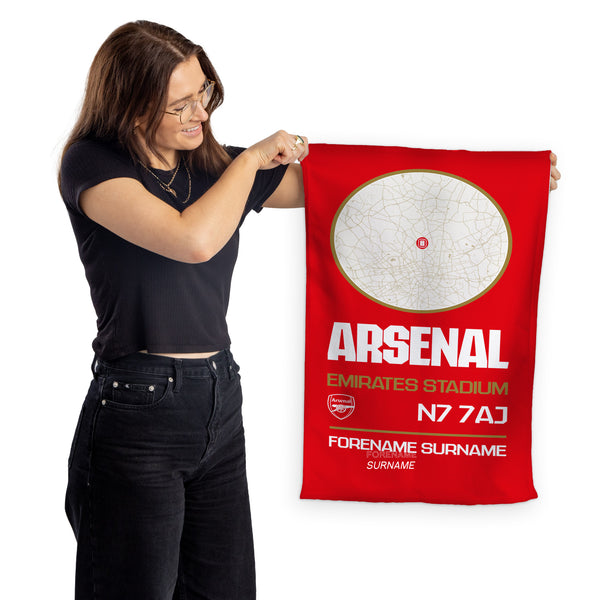 Arsenal FC Map Red Tea Towel - Officially Licenced