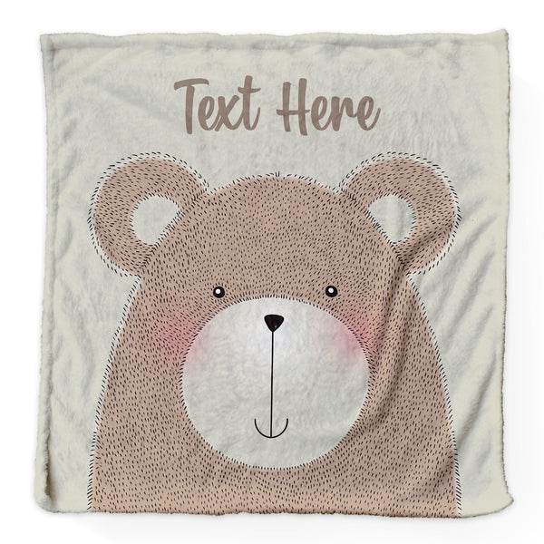 Beige Bear - Personalised Extra Soft Luxury Baby Blanket - 75cm x 75cm