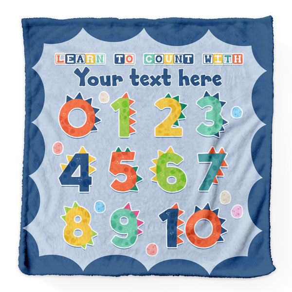 Dino Count - Personalised Extra Soft Luxury Baby Blanket - 75cm x 75cm