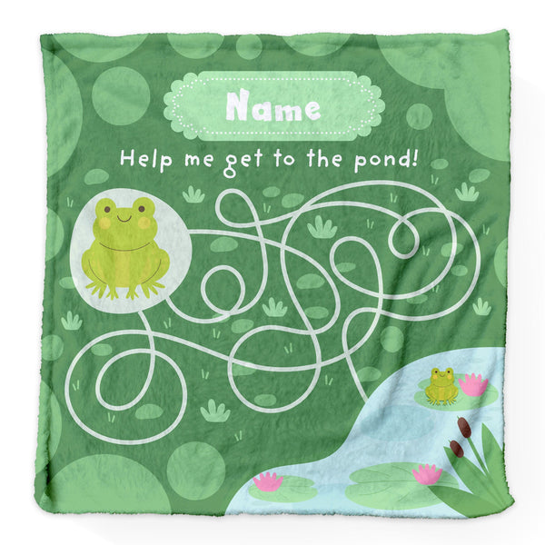 Frog Adventure - Personalised Extra Soft Luxury Baby Blanket - 75cm x 75cm