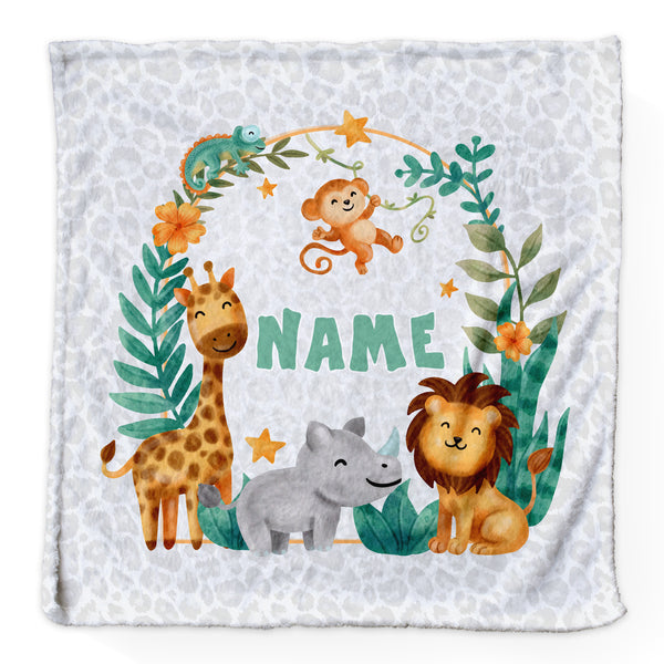 Zoo Animals - Personalised Extra Soft Luxury Baby Blanket - 75cm x 75cm