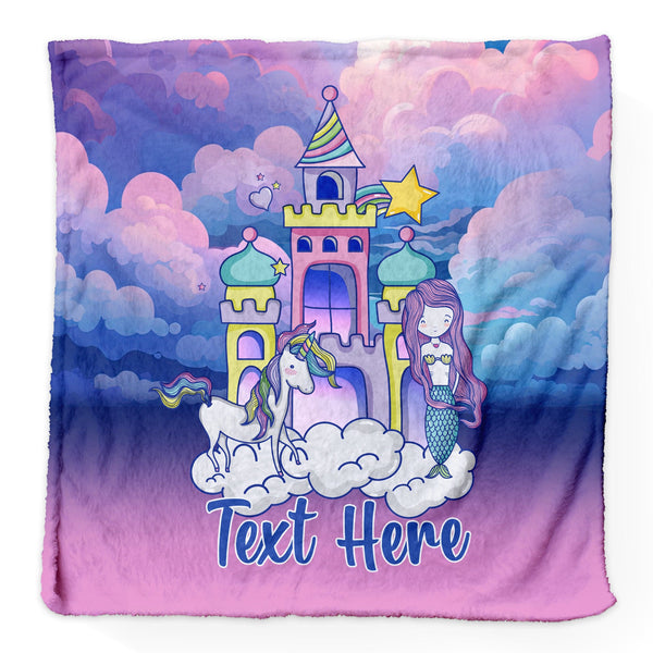 Mermaid Castle - Personalised Extra Soft Luxury Baby Blanket - 75cm x 75cm