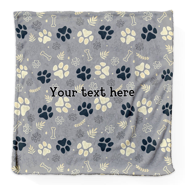 Paw Prints - Custom Colour - Personalised Extra Soft Luxury Baby Blanket - 75cm x 75cm