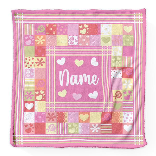 Pink Patchwork - Personalised Extra Soft Luxury Baby Blanket - 75cm x 75cm