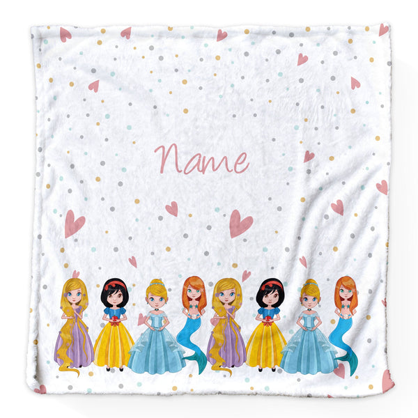 Cartoon Princesses - Personalised Extra Soft Luxury Baby Blanket - 75cm x 75cm