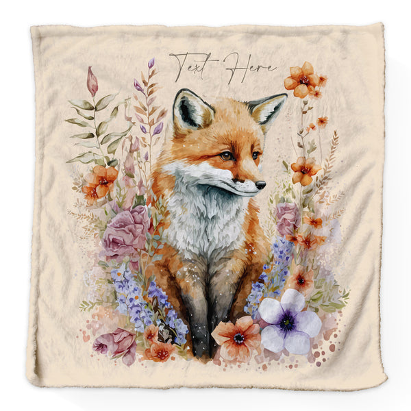 Watercolour Fox - Personalised Extra Soft Luxury Baby Blanket - 75cm x 75cm