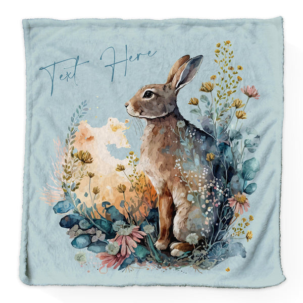 Watercolour Rabbit - Personalised Extra Soft Luxury Baby Blanket - 75cm x 75cm