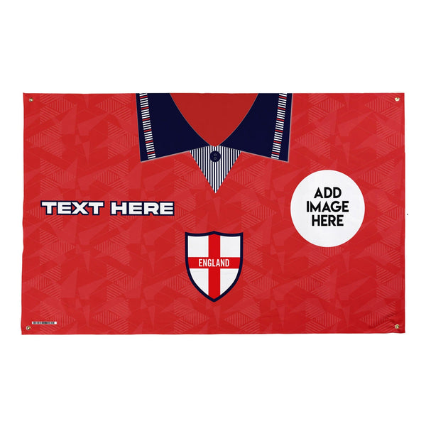 England 1990 Away Shirt - Personalised 5ft x 3ft Fabric Banner