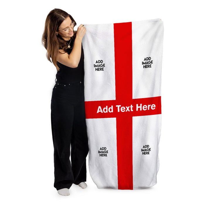 England St George - Add Crests and Text - Personalised Lightweight, Microfibre Beach Towel - 150CM X 75CM