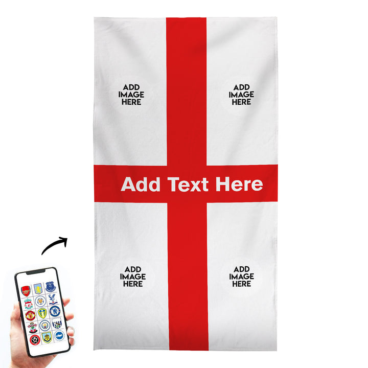 England St George - Add Crests and Text - Personalised Lightweight, Microfibre Beach Towel - 150CM X 75CM