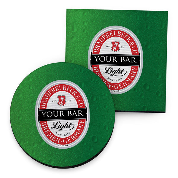 Personalised Becks - Drinks Coaster - Round or Square