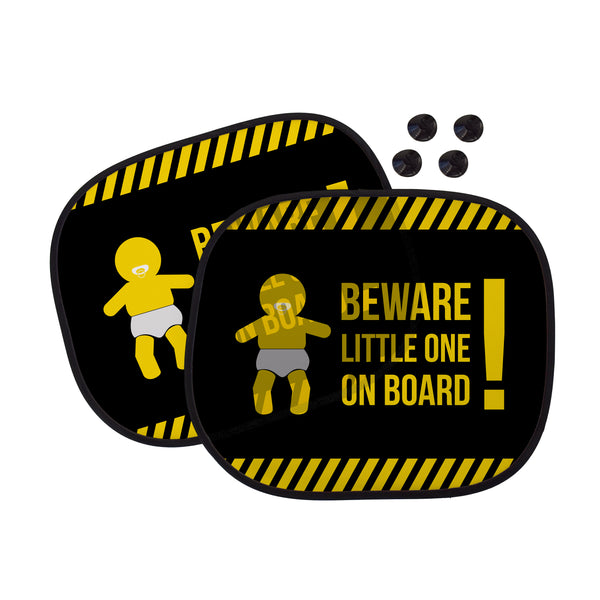 Beware Little One On Board Car Sun Shade - Set of 2