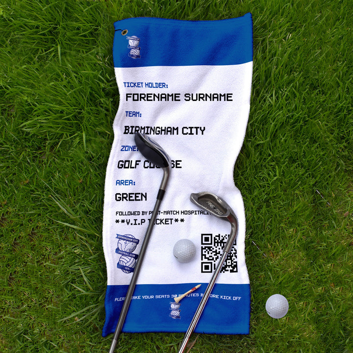 Birmingham City - Ticket - Name and Number Lightweight, Microfibre Golf Towel - Officially Licenced