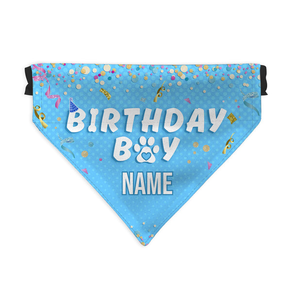 Birthday Boy - Confetti - Custom Personalised Dog Bandana - 4 Sizes