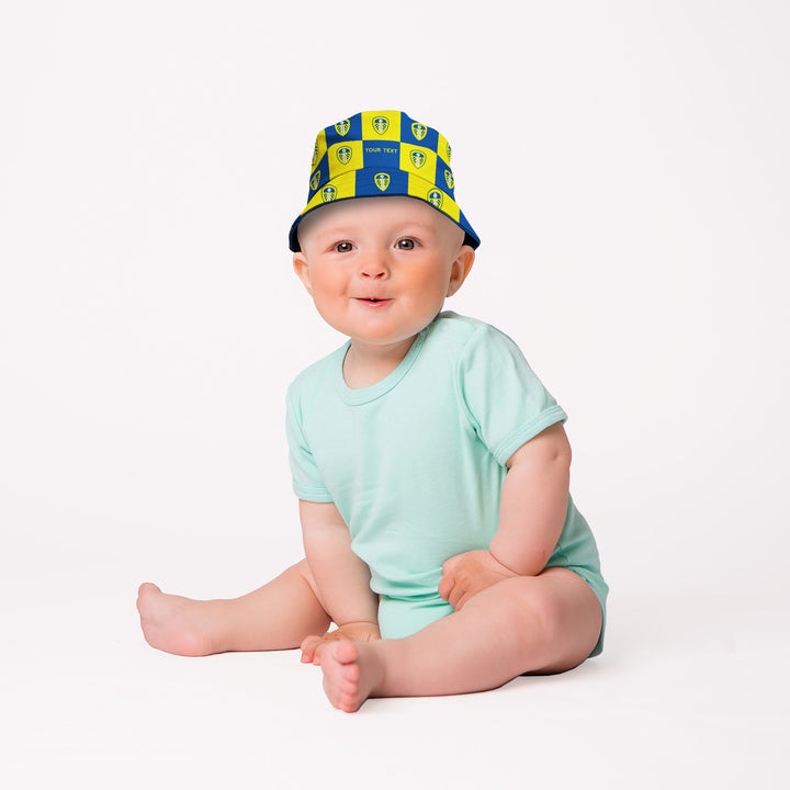 Officially Licensed Leeds United Chequered Bucket Hat - Football Gift on Baby