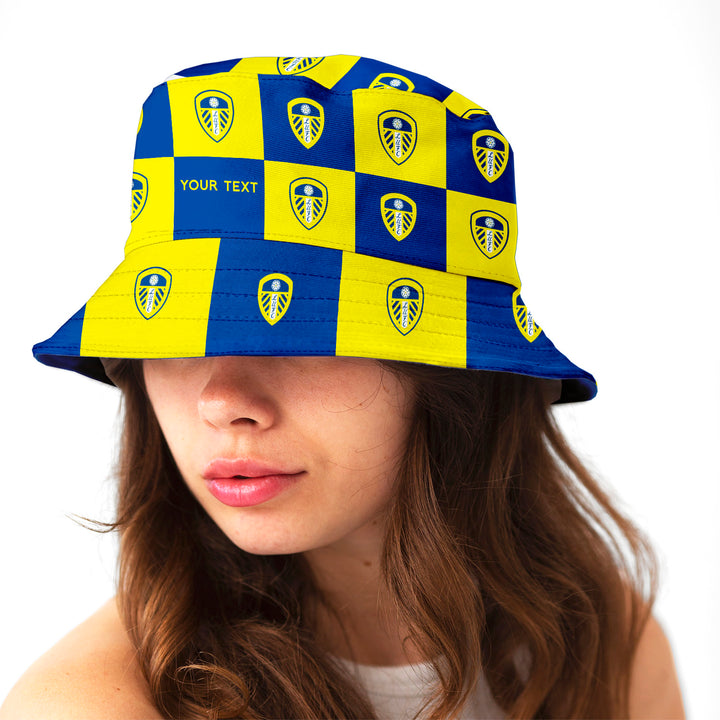 Officially Licensed Leeds United Chequered Bucket Hat - Football Gift