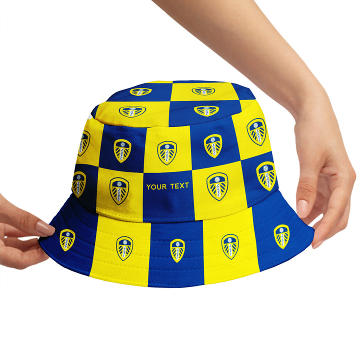 Officially Licensed Leeds United Chequered Bucket Hat - Football Gift