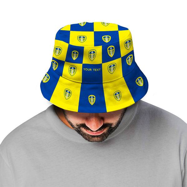 Officially Licensed Leeds United Chequered Bucket Hat - Football Gift