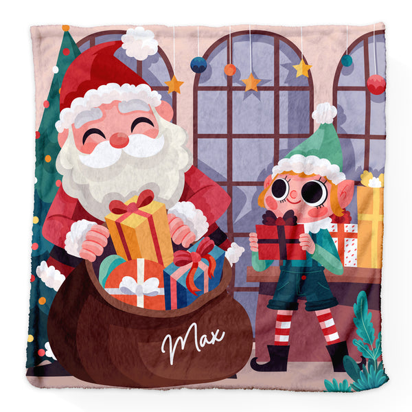 Christmas Cartoon - Personalised Extra Soft Luxury Baby Blanket - 75cm x 75cm