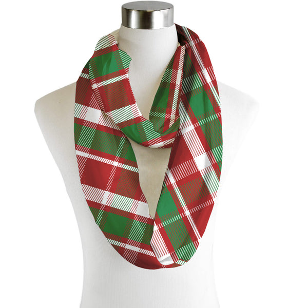 Christmas Plaid Pattern - Scarf - Infinity  - Chiffon