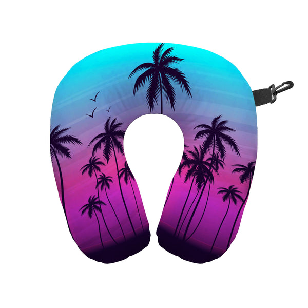 Colourful Palm Silhouettes - Travel Pillow