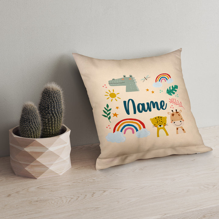 Children Motif Pattern - 26cm x 26cm - Personalised Name Cushion