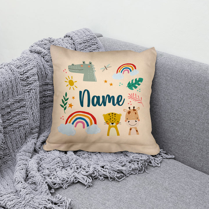 Children Motif Pattern - 26cm x 26cm - Personalised Name Cushion