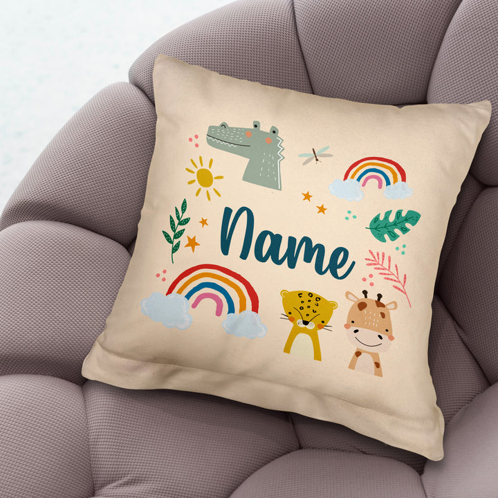 Children Motif Pattern - 26cm x 26cm - Personalised Name Cushion