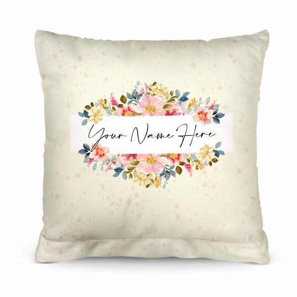 Floral - Yellow Speckle - 26cm x 26cm - Personalised Name Cushion