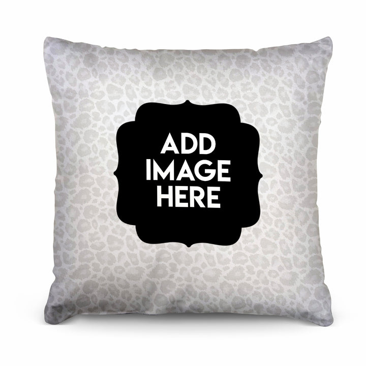 Animals - Grey Leopard Print- 26cm x 26cm - Personalised Name Cushion