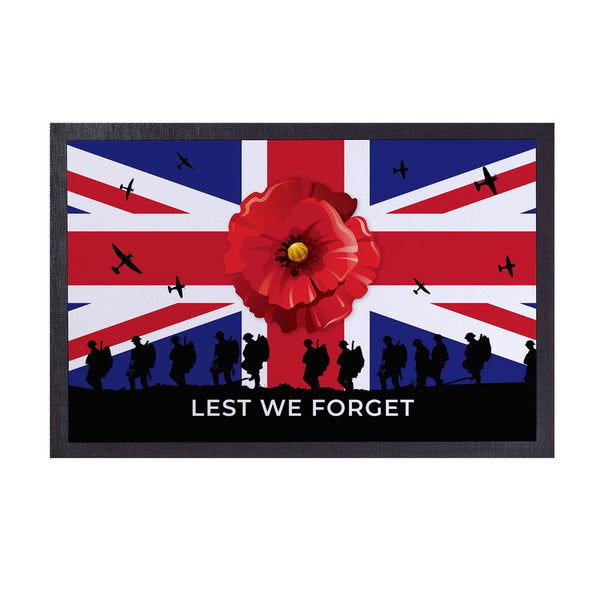 Remembrance Day Poppy Sun - Door Mat - 60cm x 40cm