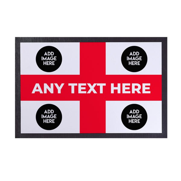 England Flag - Add Your Crests - Personalised Door Mat - 60cm x 40cm