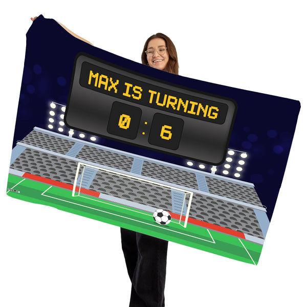 Football Pitch Scoreboard - Personalised 5ft x 3ft Fabric Banner