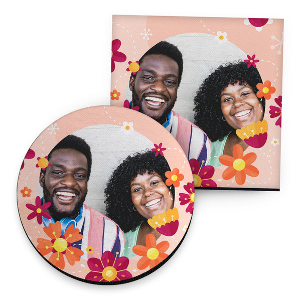 Floral Photo Frame - Drinks Coaster - Round or Square