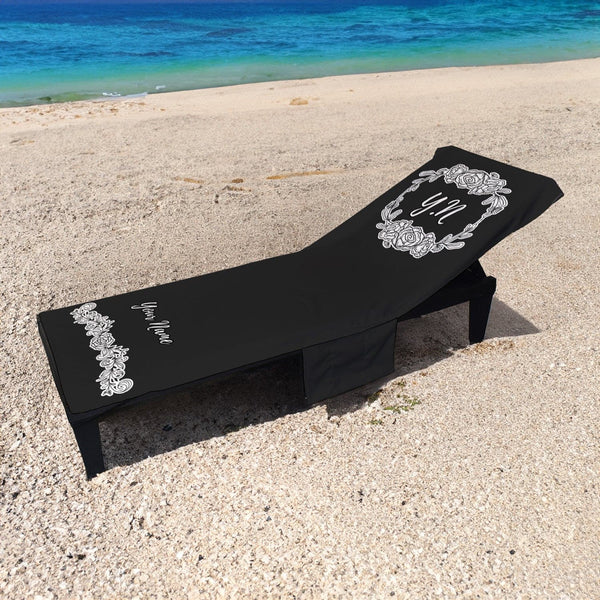 Frame + Initials - Personalised Full Length Sun Lounger Towel with Pockets