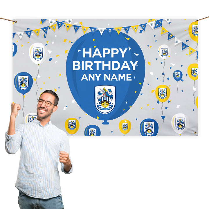 Huddersfield Town - Personalised Balloons 5ft x 3ft Fabric Banner - Officially Licenced