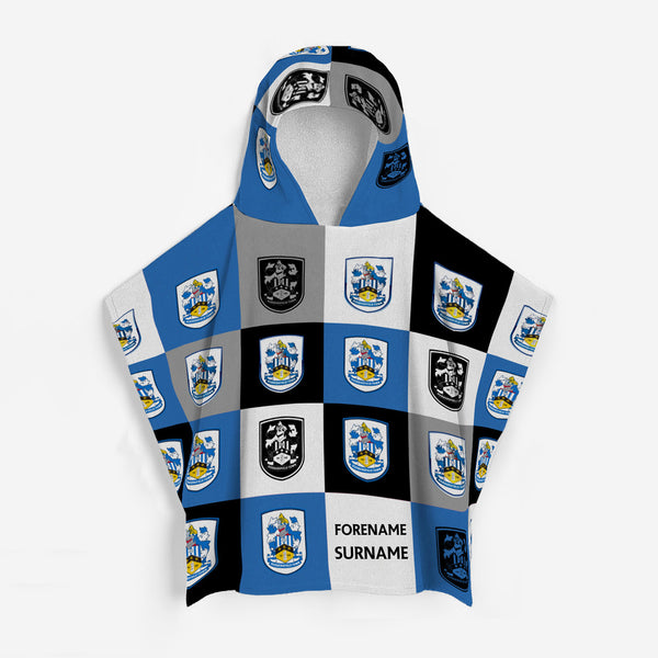 Huddersfield Town FC - Chequered Kids Hooded Lightweight, Microfibre Towel - Officially Licenced