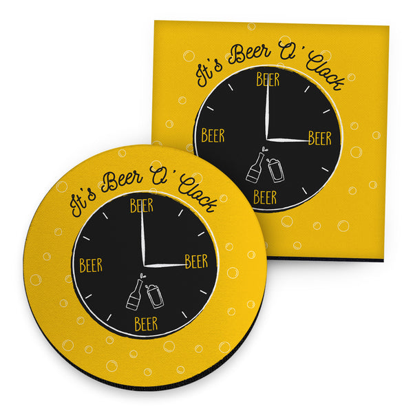 It's Beer O'Clock - Drinks Coaster - Round or Square