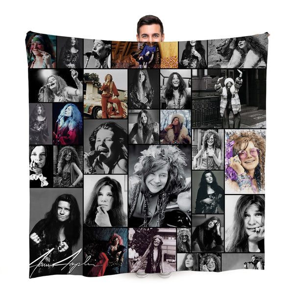 Janis Joplin Montage Celebrity Fleece Throw - Large Size 150cm x 150cm