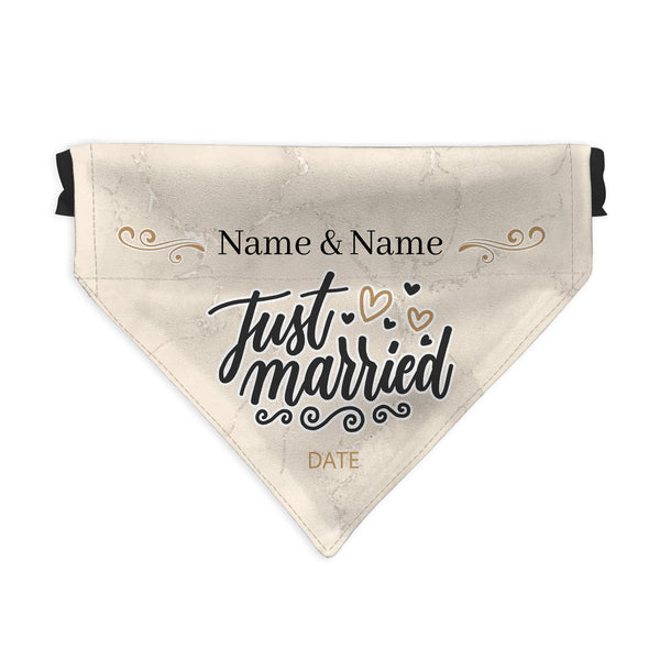 Just Married - Marble - Custom Personalised Dog Bandana - 4 Sizes