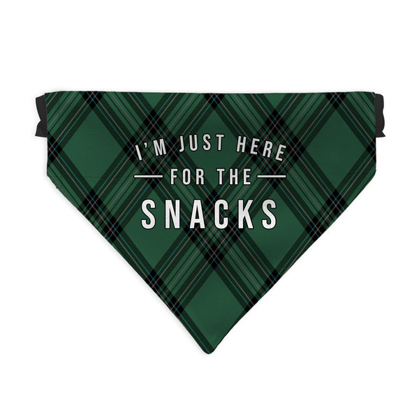 Just Here For The Snacks - Green Tartan - Dog Bandana - 4 Sizes