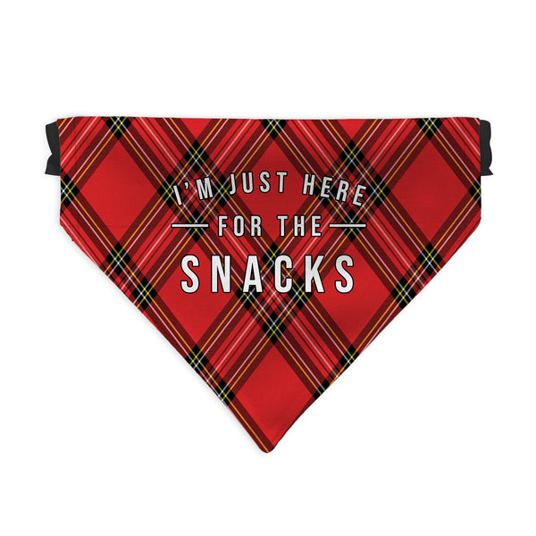 Just Here For The Snacks - Red Tartan - Dog Bandana - 4 Sizes