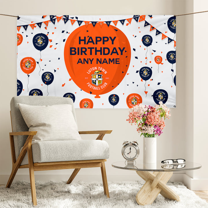 Luton Town - Personalised Balloons 5ft x 3ft Fabric Banner - Officially Licenced