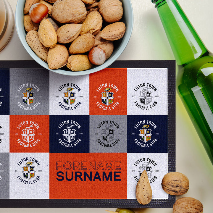 Luton Town - Chequered Personalised Bar Runner - Officially Licenced