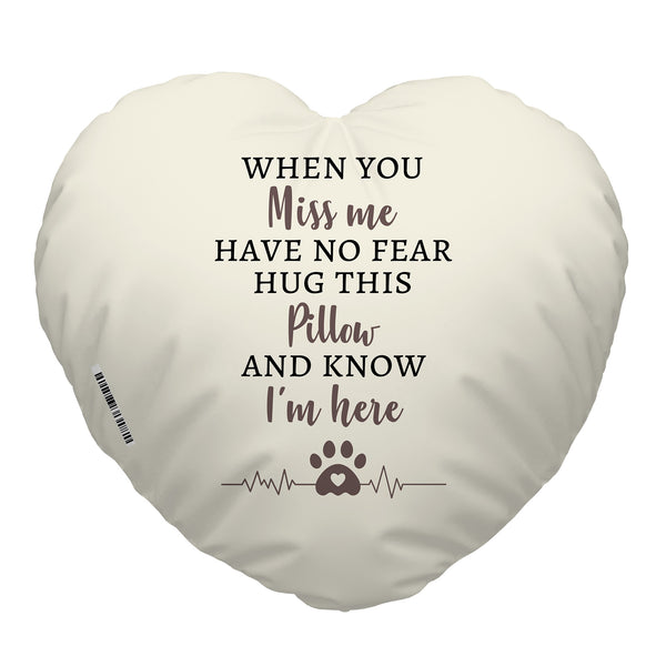 When You Miss Me - Heart Shaped Personalised Photo Memory Cushion