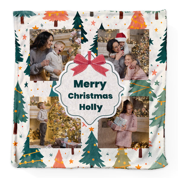 Christmas Tree Pattern - Personalised Extra Soft Luxury Baby Blanket - 75cm x 75cm