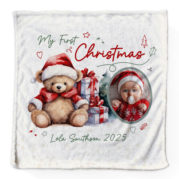 My First Christmas - Personalised Extra Soft Luxury Baby Blanket - 75cm x 75cm