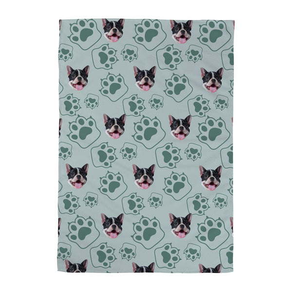 Pet Pattern - Minty Paws Print - Personalised Lightweight, Microfibre Tea Towel