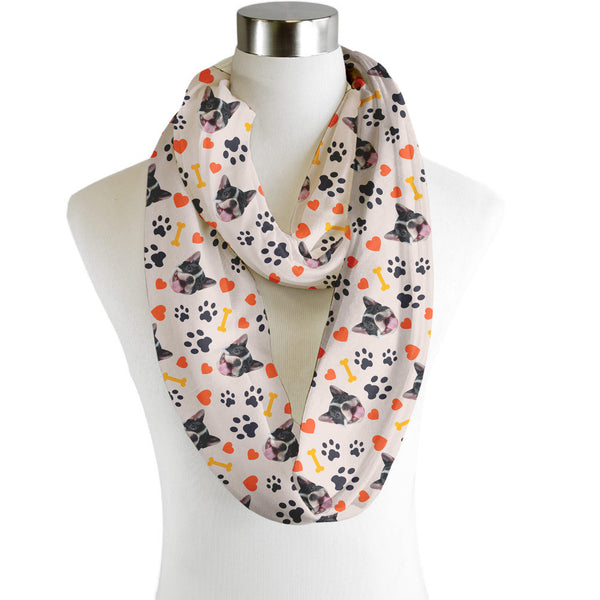 Pet Pattern - Neutral Paw & Bones - Scarf - Infinity  - Chiffon